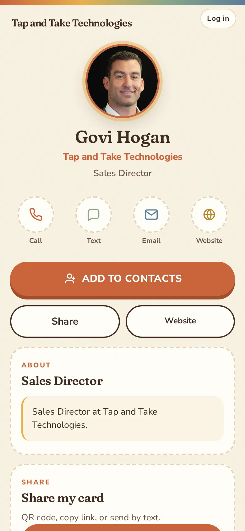 HelloTap card for Govi Hogan